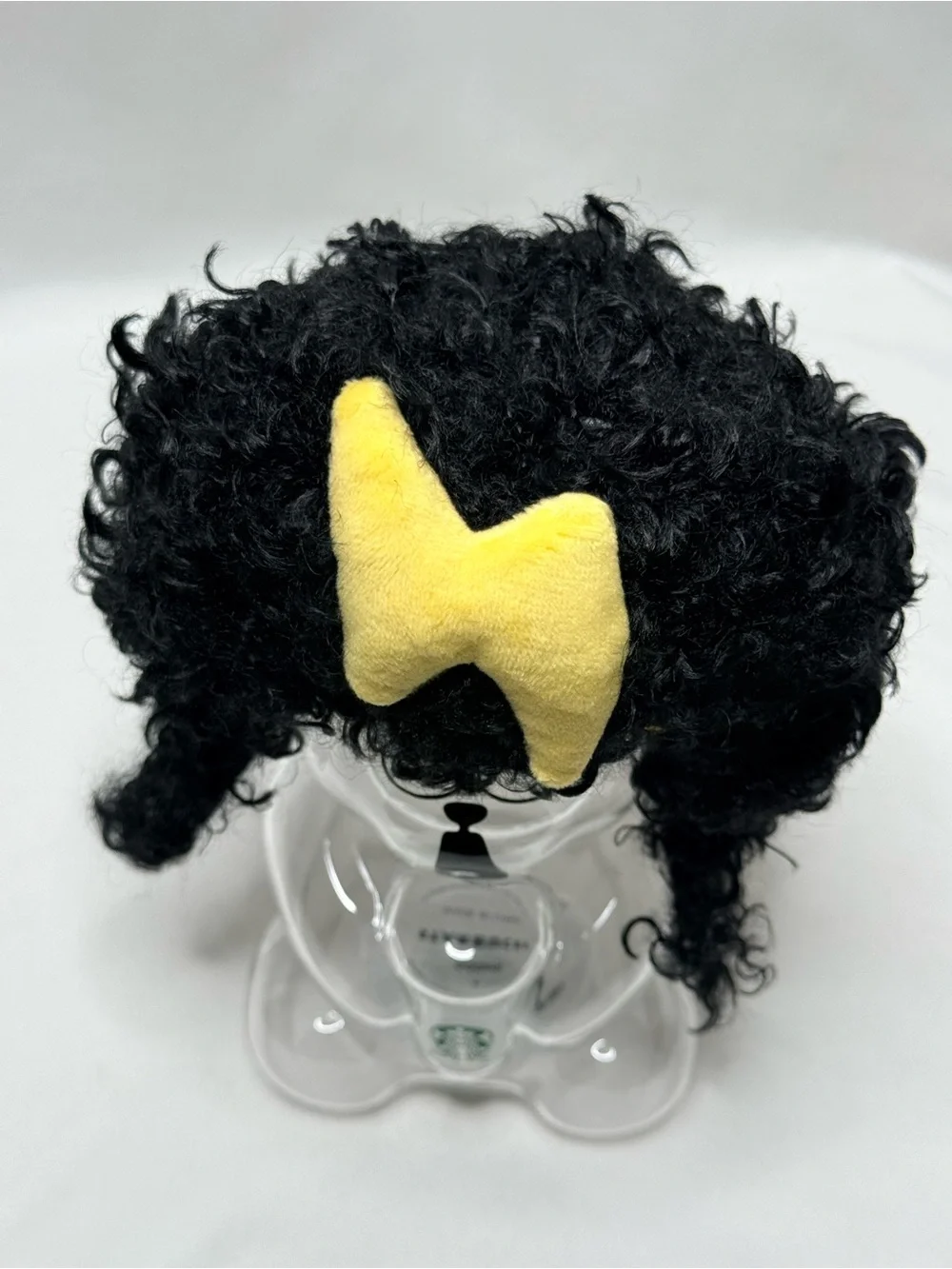 Rare Starbucks Bearista Glass Tumbler with Curly Hair Wig & Striped Straw Boxed
